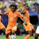 Ivory Coast national football team forward Elye Wahi (wearing number 12) during their 1–0 World Cup group stage opening match victory against Ecuador. Image used for Sportxparte news.