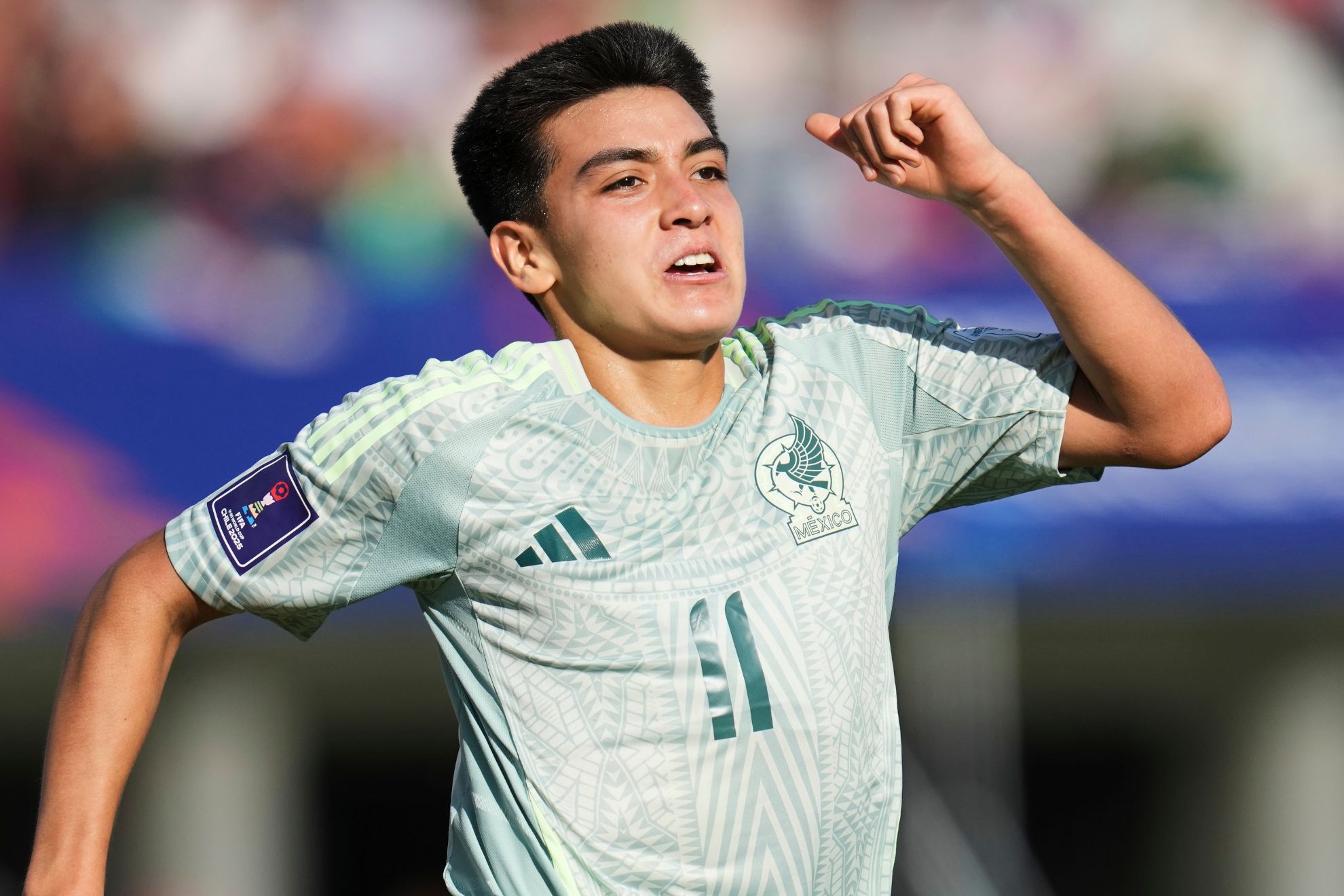 Mexican midfield prodigy Gilberto Mora is celebrating a goal while representing the Mexican national team. Image used for Sportxparte news. 