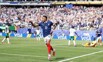 France captain Kylian Mbappé is celebrating his historic opening goal during France's 3-1 victory against Senegal in their opening Group I match of the 2026 FIFA World Cup. Image used for Sportxparte news.