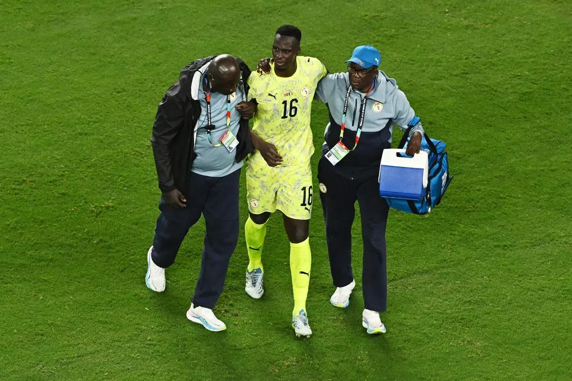 Senegal's FIFA World Cup 2026 group stage match against Norway on Monday, June 22, 2026, at the New York/New Jersey Stadium. Mendy sustained the injury to his ‍left knee in the 63rd minute while attempting to make a save. Image used for Sportxparte news.