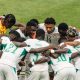 Senegal national football team in a huddle during their historic 5-0 victory against Iraq at the 2026 FIFA World Cup. Image used for Sportxparte news.