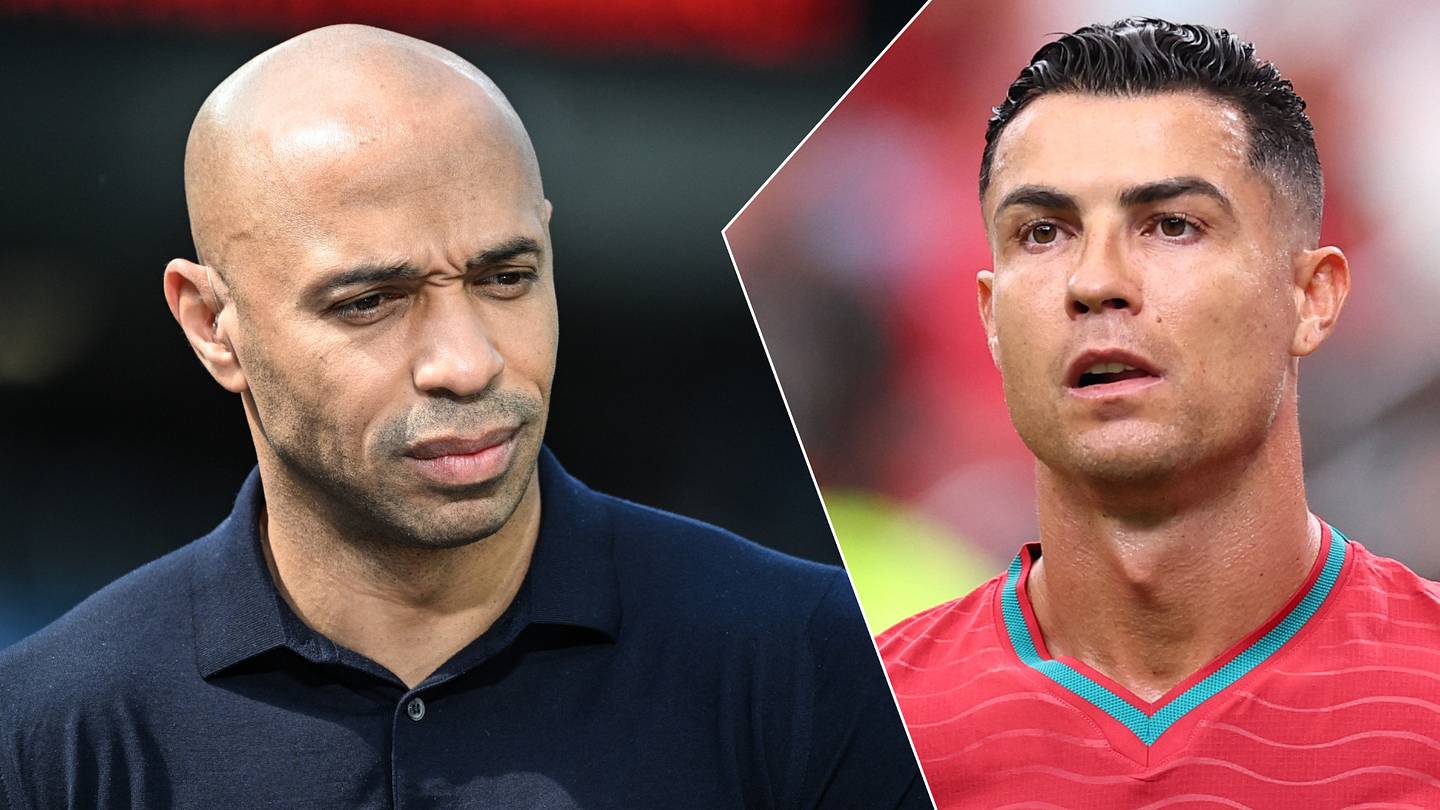 Former football player and manager Thierry Henry alongside current Portugal national team captain Cristiano Ronaldo. Image used for Sportxparte news.