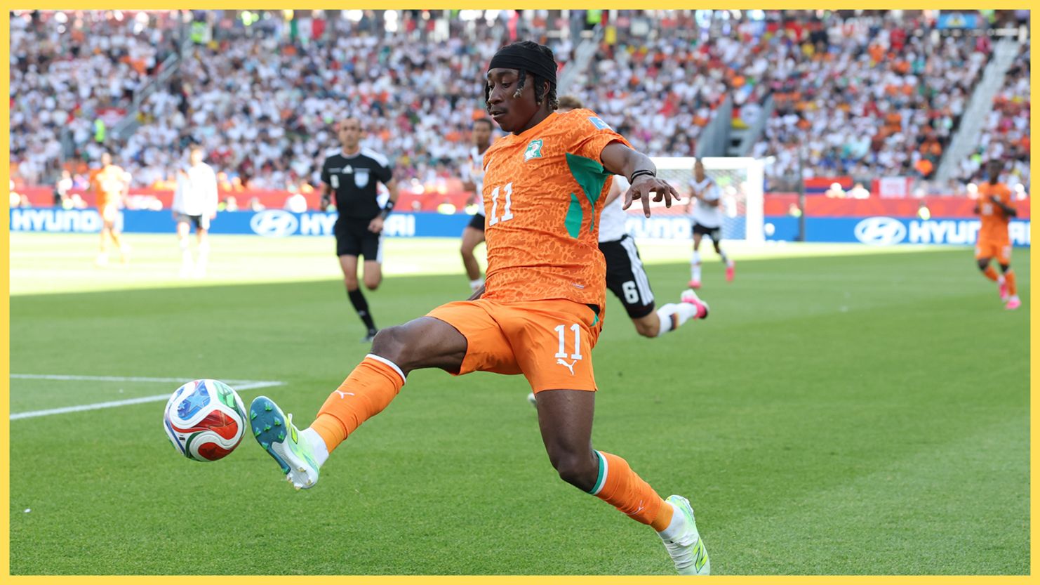 Yan Diomandé of Ivory Coast national football team controls the ball during a 2026 FIFA World Cup match. Image used for Sportxparte news.