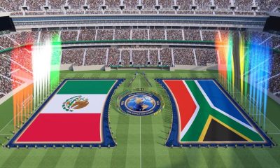 Official FIFA concept rendering showcasing the new immersive pre-match ceremony introduced for the FIFA World Cup 2026. The graphic depicts the upcoming historic tournament opener between co-hosts Mexico and South Africa. Image used for Sportxparte news.