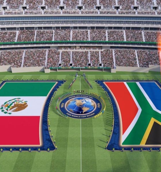 Official FIFA concept rendering showcasing the new immersive pre-match ceremony introduced for the FIFA World Cup 2026. The graphic depicts the upcoming historic tournament opener between co-hosts Mexico and South Africa. Image used for Sportxparte news.