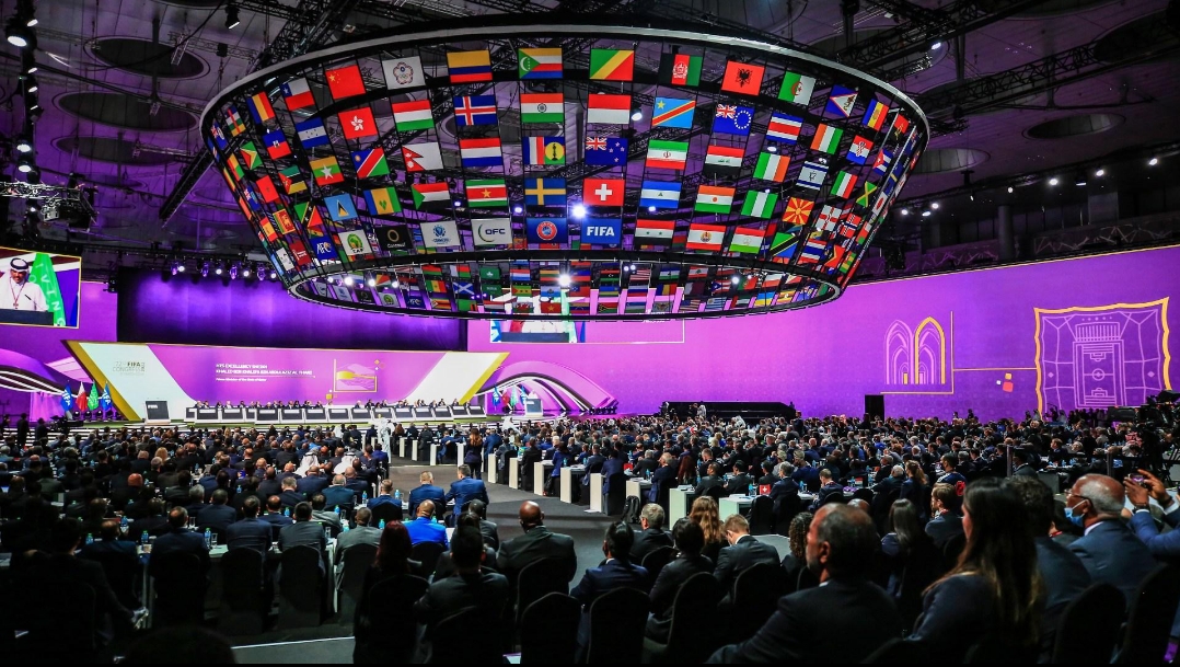 This image depicts a general view of the 72nd FIFA Congress, which was held in Doha, Qatar, on March 31, 2022. Image used for Sportxparte news.