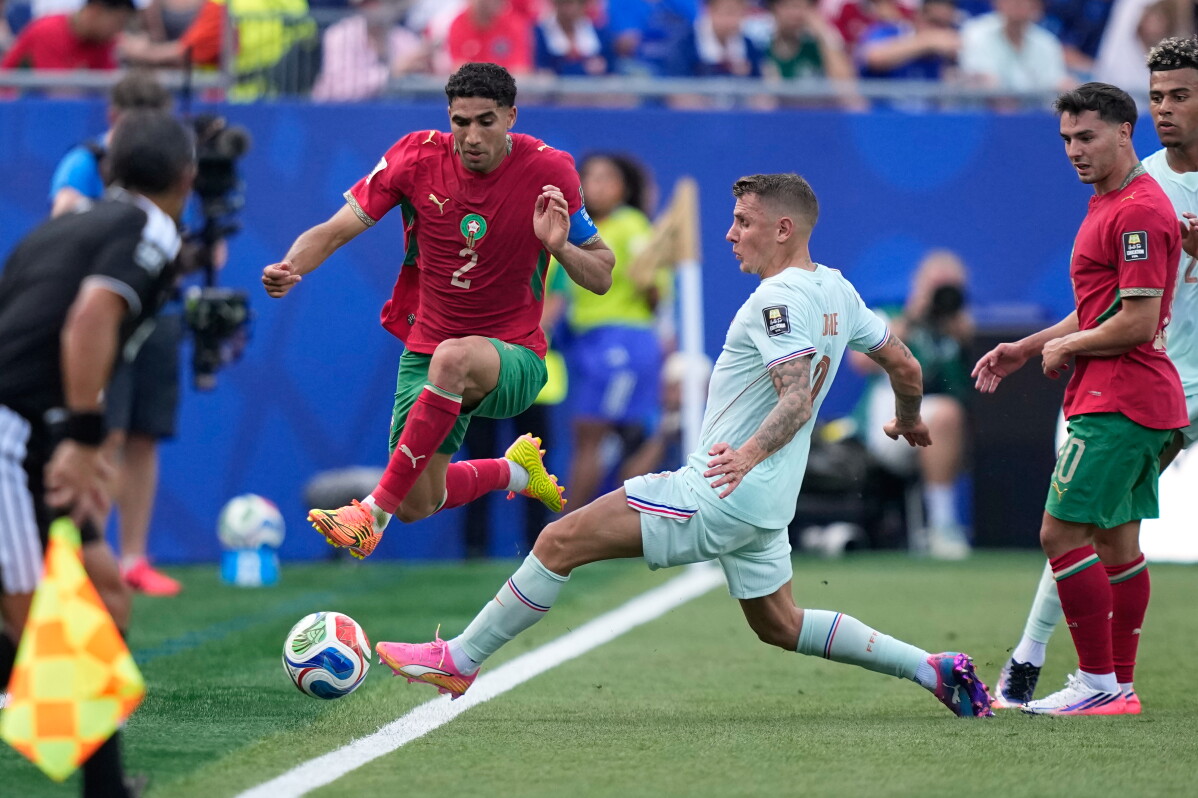 Morocco and France during the FIFA World Cup quarter-finals, which took place at the Gillette Stadium in Foxborough, Massachusetts. Image used for Sportxparte news.