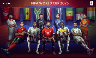 This image is an official Confederation of African Football (CAF) graphic celebrating the nine African nations that earned automatic qualification for the FIFA World Cup 2026. Image used for Sportxparte news.
