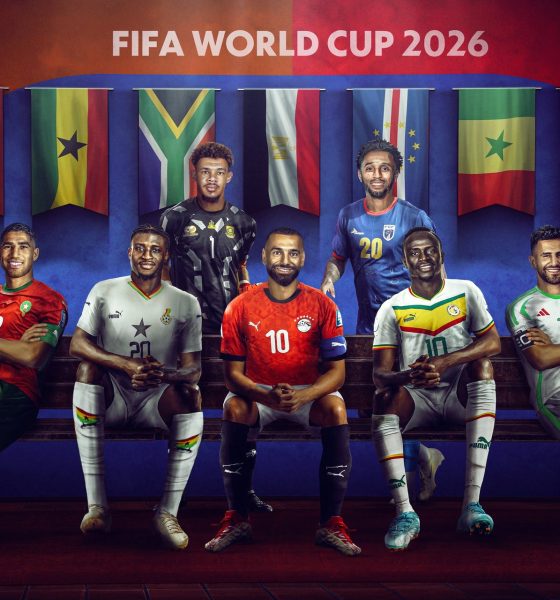 This image is an official Confederation of African Football (CAF) graphic celebrating the nine African nations that earned automatic qualification for the FIFA World Cup 2026. Image used for Sportxparte news.