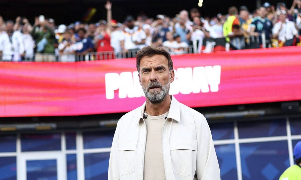 Liverpool manager and current Red Bull Head of Global Football Jürgen Klopp, reacting to Germany's shocking exit from the 2026 FIFA World Cup. Image used for Sportxparte news.