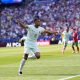 Kylian Mbappé is celebrating a goal for France against Morocco during the FIFA World Cup 2026 quarterfinal match. Image used for Sportxparte news.