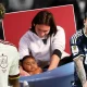 The central image shows a famous 2007 charity photoshoot where Lionel Messi gave a bath to a five-month-old baby who grew up to be Spanish football star Lamine Yamal. Image used for Sportxparte news.