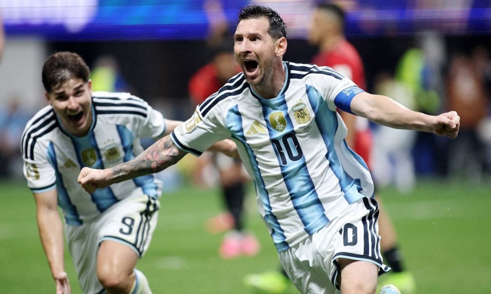Lionel Messi is celebrating Argentina's dramatic 3-2 comeback victory over Egypt in the 2026 FIFA World Cup round of 16 match. Lionel Messi is celebrating Argentina's dramatic 3-2 comeback victory over Egypt in the 2026 FIFA World Cup round of 16 match. Image used for Sportxparte news.