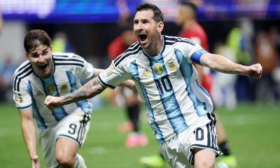 Lionel Messi is celebrating Argentina's dramatic 3-2 comeback victory over Egypt in the 2026 FIFA World Cup round of 16 match. Lionel Messi is celebrating Argentina's dramatic 3-2 comeback victory over Egypt in the 2026 FIFA World Cup round of 16 match. Image used for Sportxparte news.