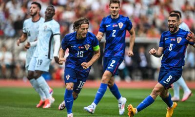 Croatia national football team celebrates a goal during their 2-1 victory against Portugal in an international friendly match. Image used for Sportxparte news.