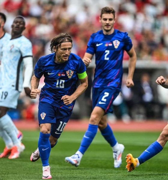 Croatia national football team celebrates a goal during their 2-1 victory against Portugal in an international friendly match. Image used for Sportxparte news.