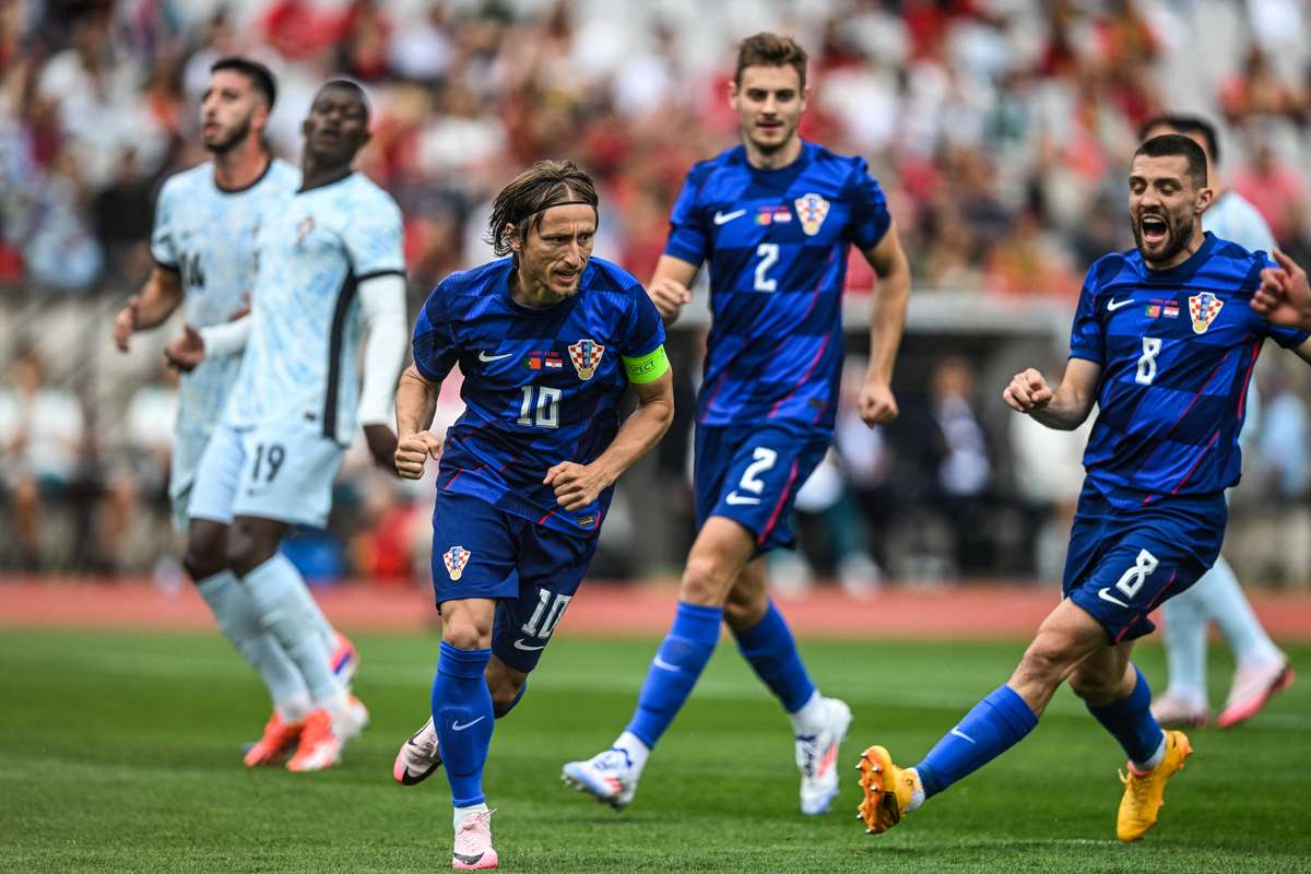 Croatia national football team celebrates a goal during their 2-1 victory against Portugal in an international friendly match. Image used for Sportxparte news.