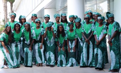 Nigeria's women's national football team, popularly known as the Super Falcons, posing together after arriving in Rabat, Morocco. Image used for Sportxparte news.