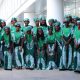 Nigeria's women's national football team, popularly known as the Super Falcons, posing together after arriving in Rabat, Morocco. Image used for Sportxparte news.