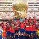 Spain national football team is celebrating its victory at the 2026 FIFA World Cup final. Image used for Sportxparte news.
