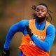 Nigerian professional footballer Tolu Arokodare. He is pictured sprinting during a training session at the Compton Park training ground for his club team, Wolverhampton Wanderers FC. Image used for Sportxparte news.