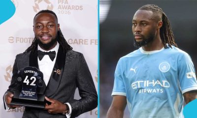 Ghanaian international Antoine Semenyo has made history by becoming the first-ever Ghanaian player voted into the PFA Premier League Team of the Year at the 2026 PFA Awards. Image used for Sportxparte news.