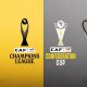 A comprehensive visual guide showcasing the prestigious CAF Champions League trophy alongside the CAF Confederation Cup trophy. This image highlights the official branding, TotalEnergies sponsorship integration, and unique trophy designs for Africa's top two premier club football tournaments organized by the Confederation of African Football. Perfect resource for African football fans tracking tournament schedules, club rankings, and continental championship history. Image used for Sportxparte news.
