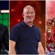 Split image showing Facebook co-founder Eduardo Saverin, Amazon founder Jeff Bezos, and Liverpool FC players celebrating their Premier League title, illustrating the 2026 minority stake sale by FSG. Image used for Sportxparte news.