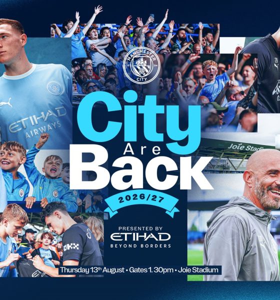 Manchester City open training 2026, Enzo Maresca Man City training, Erling Haaland Joie Stadium, City Are Back event 2026, Man City 2026/27 season launch, Etihad Airways football promotion. Image used for Sportxparte nres