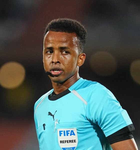 Omar Abdulkadir Artan, a prominent professional football referee from Somalia. He made significant global headlines in June 2026 after being controversially denied entry into the United States by customs officials, which forced him to miss out on officiating at the 2026 FIFA World Cup. Image used for Sportxparte news.