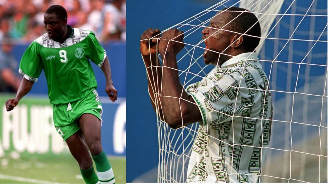 The late Rashidi Yekini, Nigeria's all-time top goalscorer, celebrating his iconic goal against Bulgaria during the 1994 World Cup in the United States. Image used for Sportxparte news.